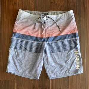 Hurley Gray and Blue Board Shorts Gradient Design